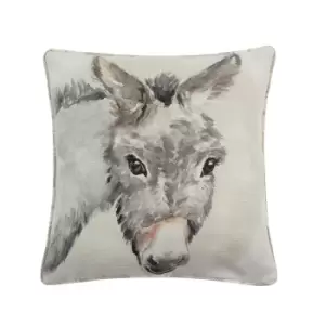 Evans Lichfield Watercolour Donkey Cushion Cover (One Size) (Brown/Off White/Grey)