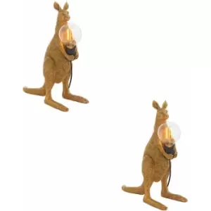 2 pack Vintage Gold Kangaroo Table Light - Resin Figure - Matt Black Lamp Holder