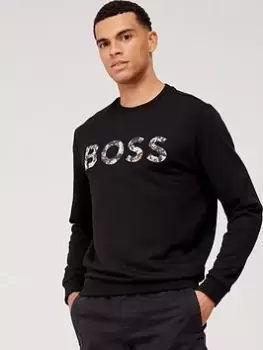 BOSS Boss Weboss Logo Sweatshirt, Black, Size XL, Men