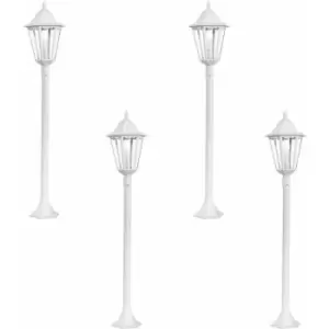 Loops - 4 pack IP44 Outdoor Bollard Light White Aluminium Lantern 60W E27 Tall Lamp Post