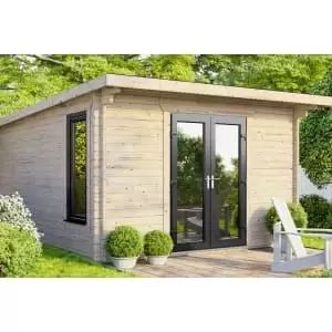 Power Sheds 12 x 14ft Central Doors Pent Log Cabin