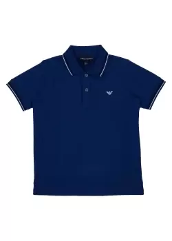 Emporio Armani Kids Classic Tipped Polo Shirt In Colonia Blue