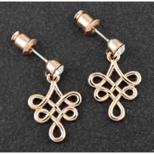 Celtic Suspend Knot Rose Gold Plated Earrings