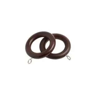 Pack of 16 Wooden Curtain Pole Ring Hooks with Eyes