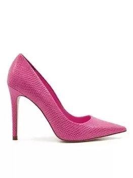 Dune London Amaretto Leather High Heeled Stiletto Court, Pink, Size 8, Women