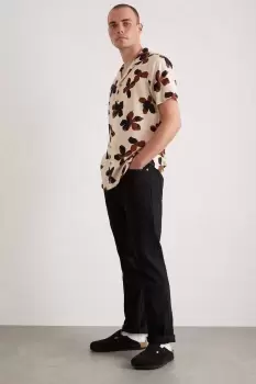 Ecru Floral Revere Viscose Print Shirt