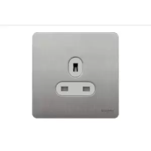 Schneider USFP 13A Single Pole 1G Unswitched Socket White Insert Stainless Steel - GU3450WSS