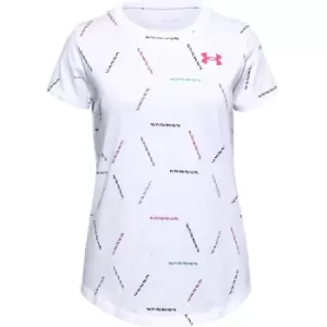 Under Armour Twitch Multi Print T Shirt Junior Girls - White