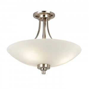 3 Light Flush Ceiling Light White, Satin Chrome, E27