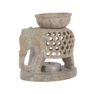 Soapstone Carved Downward Elephant Oil Burner