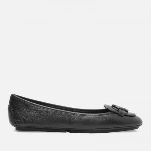 Michael Kors Womens Lillie Leather Moc Flats - Black - UK 8