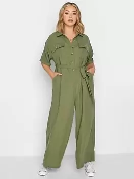 Yours Boiler Suit Khaki, Green, Size 24, Women