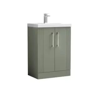 Nuie Deco 600mm Floor Standing 2 Door Vanity & Basin 1 - Satin Reed Green