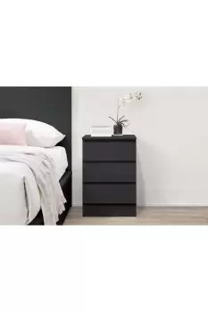 Oslo 3 Drawer Bedside Grey