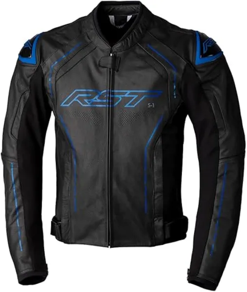 RST S1 Leather Jacket Black Blue Grey Size 44