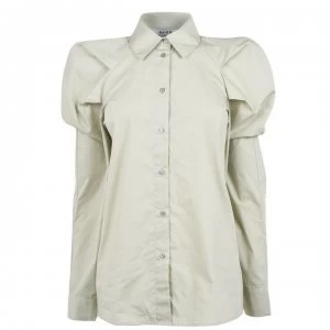 NA-KD Puff Shoulder Shirt - Dusty Green