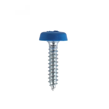 SEALEY PTNP8 Number Plate Screw Plastic Enclosed Head 4.8 x 24mm Blue Pack x50