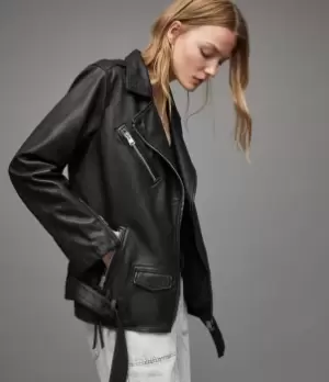 AllSaints Billie Oversized Leather Biker Jacket