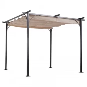 Outsunny Outdoor Steel Pergola Gazebo Porch Awning Retractable Canopy Grape Trellis