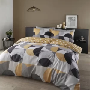 Catherine Lansfield Sirkel Geo Ochre Duvet Cover and Pillowcase Set Ochre