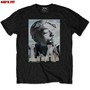 Tupac - LA Skyline Kids 7 - 8 Years T-Shirt - Black