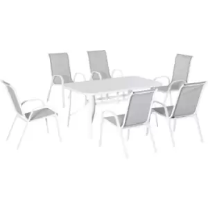 Outsunny - 7 Piece Garden Dining Set w/ Dining Table and Chairs for Backyard Grey - Grey