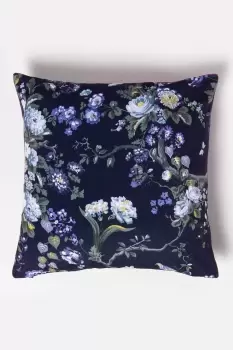 Floral Midnight Garden Purple Filled Velvet Cushion 46 x 46 cm