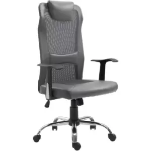 High Back Mesh Office Chair Swivel Chair w/ Headrest Armrests Grey - Grey - Vinsetto