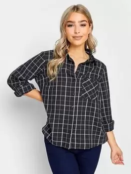 M&Co Petite Petite Boyfriend Shirt Black Check, Black, Size 18, Women