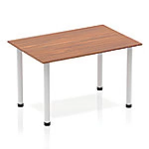 Impulse Straight Table 1200 Walnut Post Leg Silver