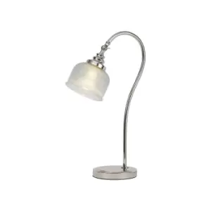 DeRuyter Table Lamp E27 Polished Nickel, Prismatic Glass