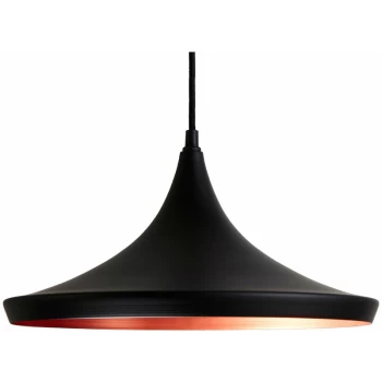 Premier Housewares - Plate Shaped Pendant Light Black Modern Ceiling Light Chandelier 35 x 35 x 172