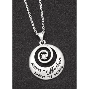 Sentiment Swirl Silver Plated Necklace Mother