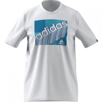 adidas QT T Shirt Mens - White Retro