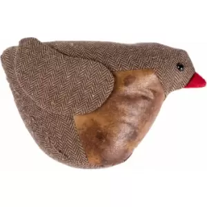 HOMESCAPES Faux Leather Robin Door Stopper - Brown - Brown - Brown