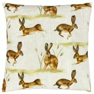 Evans Lichfield Country Hare Cushion Cover (One Size) (Cream/Brown) - Cream/Brown