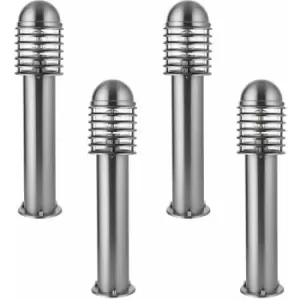 Loops - 4 pack Outdoor Post Bollard Light Polished Steel Vandal Proof External Pathway