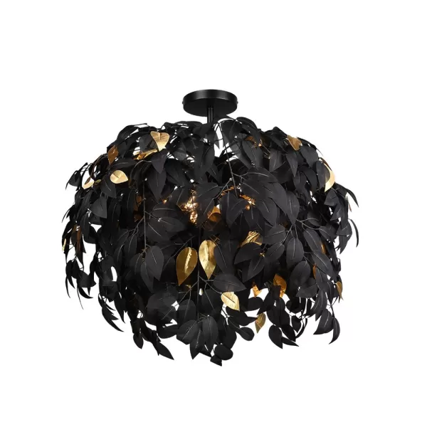 Leavy Modern 3 Light Semi Flush Ceiling Light Black Matt