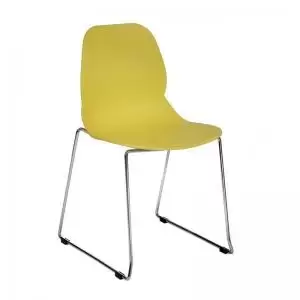 Strut multi-purpose chair with chrome sled frame - mustard