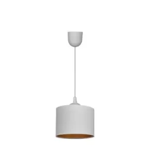 Alba Cylindrical Pendant Ceiling Light White, Gold 20cm