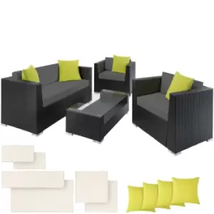 Tectake Munich Rattan Garden Sofa Set - Black