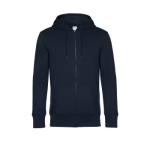 B&C Mens King Zipped Hooded Sweat (XL) (Navy Blue)