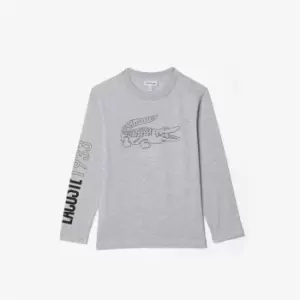 Lacoste Large Print T Shirt - Grey