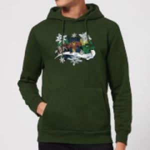 Marvel Thor Iron Man Hulk Snowflake Christmas Hoodie - Forest Green - L