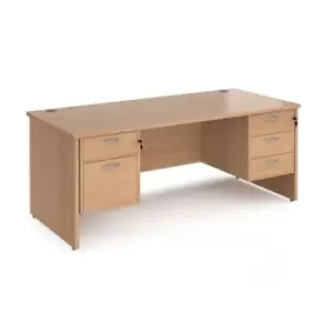 Office Desk Rectangular Desk 1800mm With Double Pedestal Beech Top And Panel End Leg 800mm Depth Maestro 25 MP18P23B