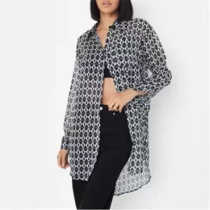 Missguided Playboy Aop Oversized Beach Shirt - Black