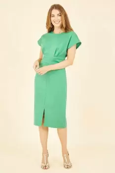 Green Scuba Kimono Sleeve Fitted Dress