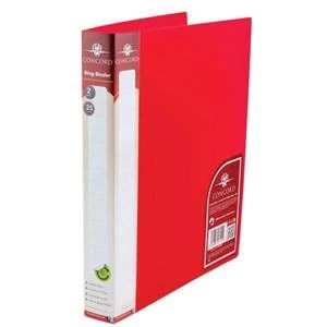 Original Concord Natural A4 2 O Ring 25mm Polypropylene Ring Binder Red Pack of 10