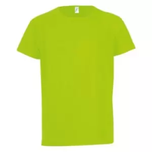 SOLS Childrens/Kids Sporty Unisex Short Sleeve T-Shirt (6yrs) (Neon Green)