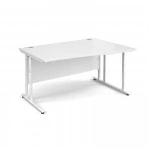 Maestro 25 WL Right Hand Wave Desk 1400mm - White Cantilever Frame wh